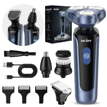 SEJOY Men's Electric Razor USB Rechargeable Shaver Triple Blade Trimmer Beard Floating Head Waterproof Hair Shaving Machine