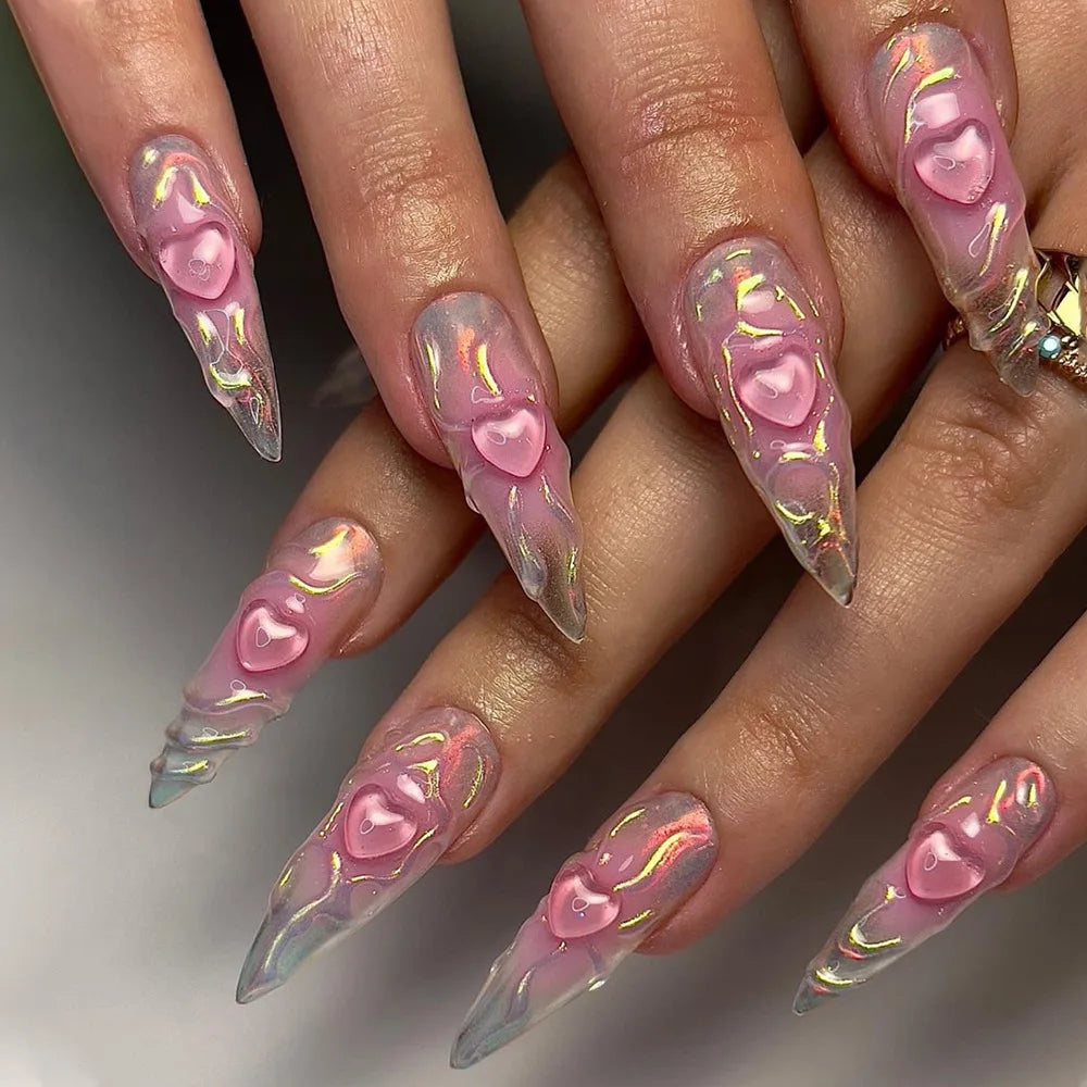 2024 New Ramadan Style False Nails with Gold Moon Star Design Almond Red French Fake Nail Patch Full Cover Detachable Manicure