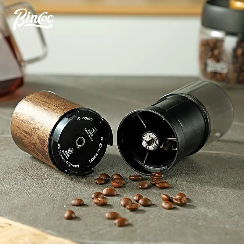 New Upgrade Portable Electric Coffee Grinder 420 Stainless Steel Grinding Core Wood Grain Coffee Bean Grinder Machine USB Charge