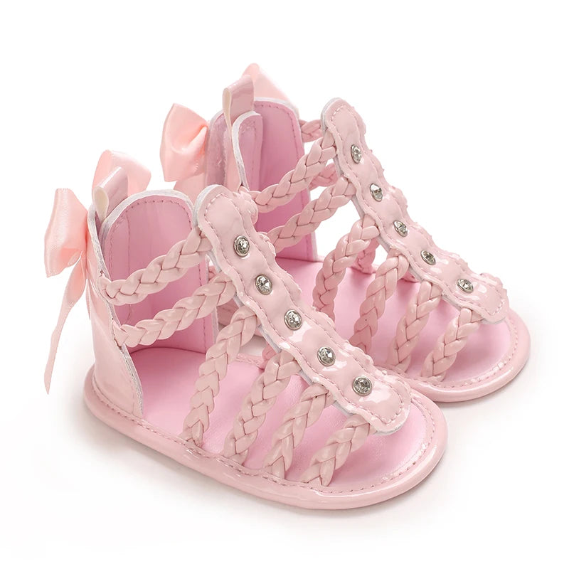 Summer Fashion New Baby Shoes Trendy Girl Baby High Top Hollow Sandals PU Soft Sole Casual Walking Shoes