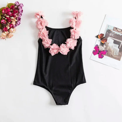 Baby Girls One-piece Swimsuit 1-5Yrs Toddler Kids Swimwear Bikini Flower Girls Summer Beachwear Backless Children Bathing Suit