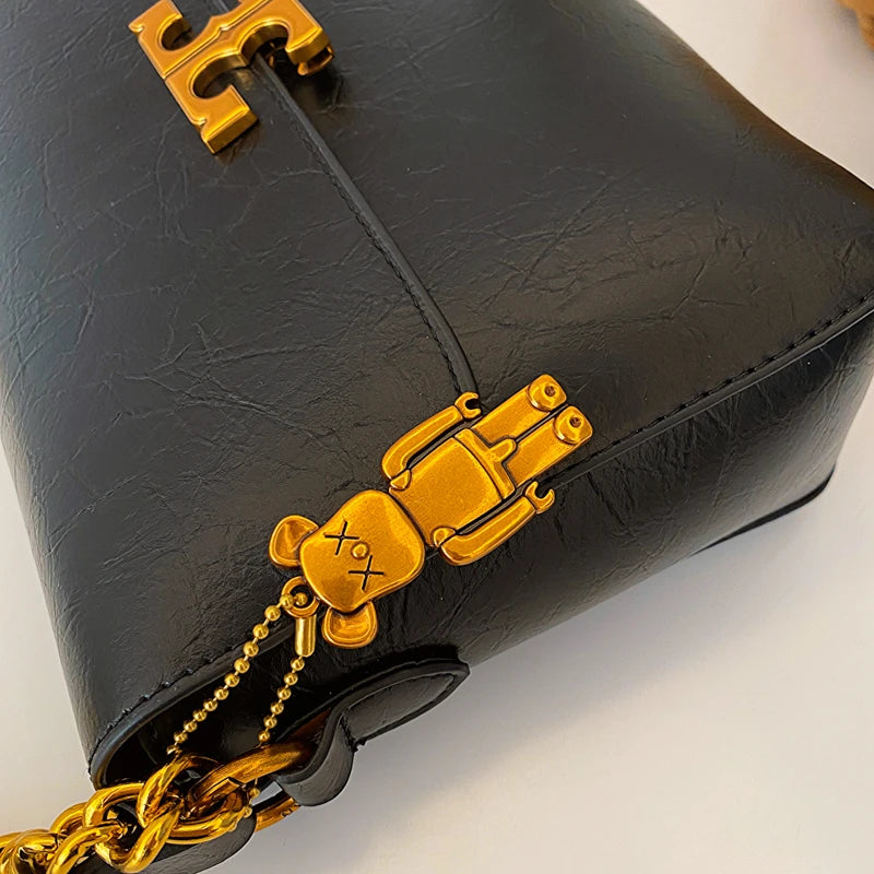 Simple Women's Leather Shoulder Bag Fashion Chain Crossbody Small Square Bag Luxury Designer Brand Handbag Ladies Casual Totes