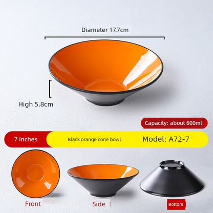 Melamine Rain-Hat Shaped Bowl Commercial Ramen Bowl River Snail Rice Noodle Bowl Noodle Restaurant Dedicated Noodles with Soy Sauce Wonton Pig's Knuckle Rice Spicy Hot Large Bowl