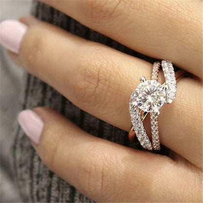 Fashion Women Jewelry Ring Elegant Crystal Rhinestones Ring For Women Accessories Bride Wedding Party Ring Gift