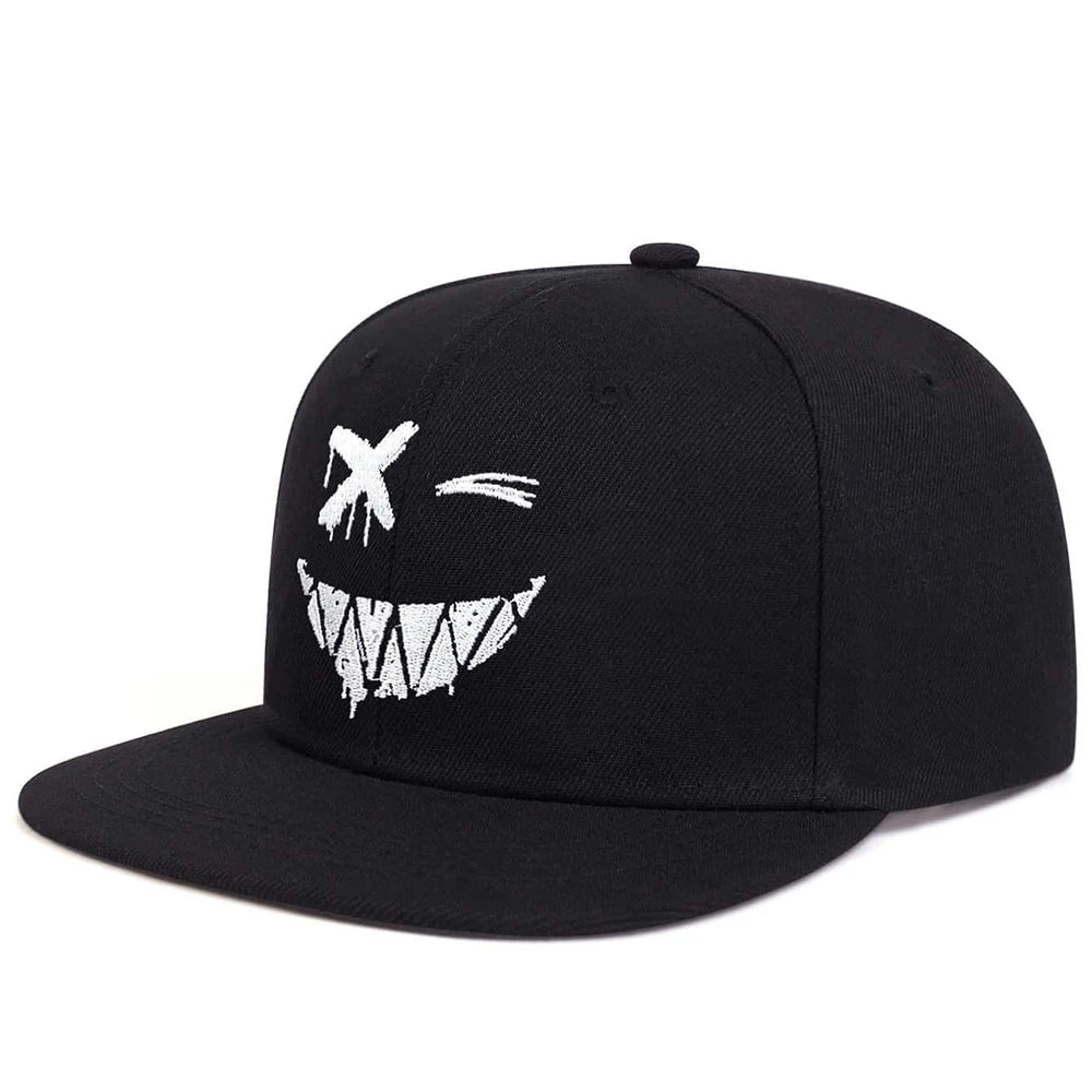 Unisex Fashionable Funny Expressions Embroidered Hip-Hop Hat, Flat Top Baseball Cap Suitable For Outdoor Leisure Sports