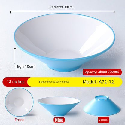 Melamine Rain-Hat Shaped Bowl Commercial Ramen Bowl River Snail Rice Noodle Bowl Noodle Restaurant Dedicated Noodles with Soy Sauce Wonton Pig's Knuckle Rice Spicy Hot Large Bowl