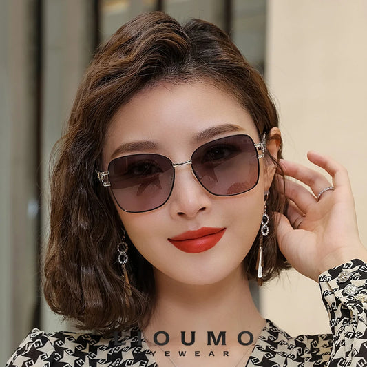 LIOUMO Elegant Polarized Sunglasses Women 2025 Brand Designer Fashion Glasses Women Diamond Eyewear Gradient Shades zonnebril