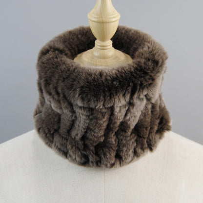 Good Elastic Rex Rabbit Fur Ring Scarves Winter Warm Women Genuine Rex Rabbit Fur Scarf Knitted Real Natural Fur Wraps Headbands