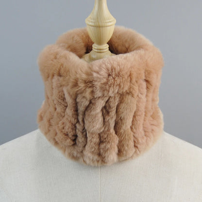 Good Elastic Rex Rabbit Fur Ring Scarves Winter Warm Women Genuine Rex Rabbit Fur Scarf Knitted Real Natural Fur Wraps Headbands