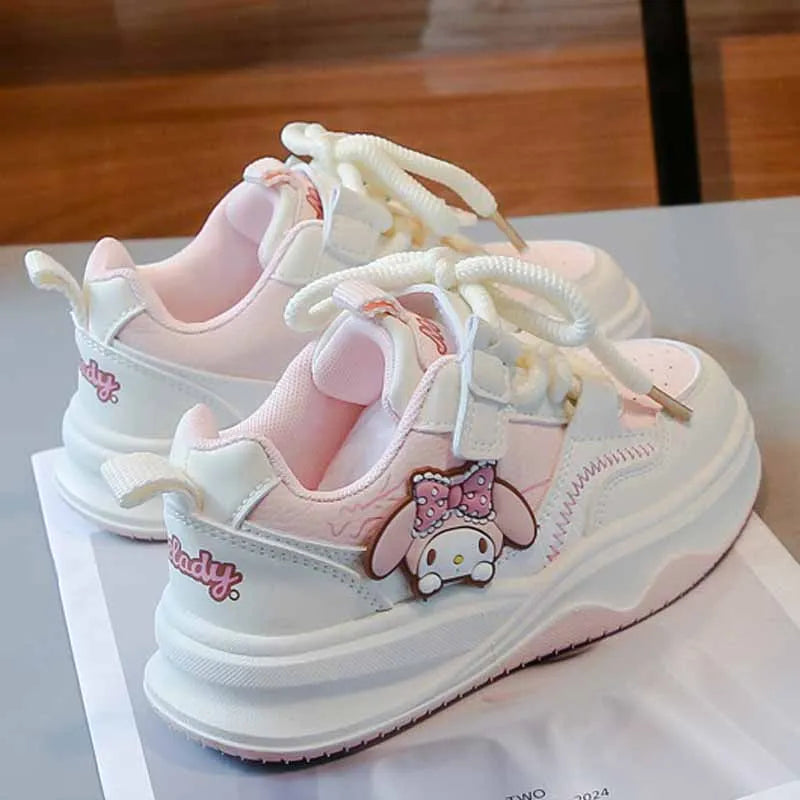 Children's Cute Melody Casual Board Shoes Girl's Cartoon Sneakers Spring and Autumn New Kawaii Kuromi Anti Slip Soft Sole Shoes