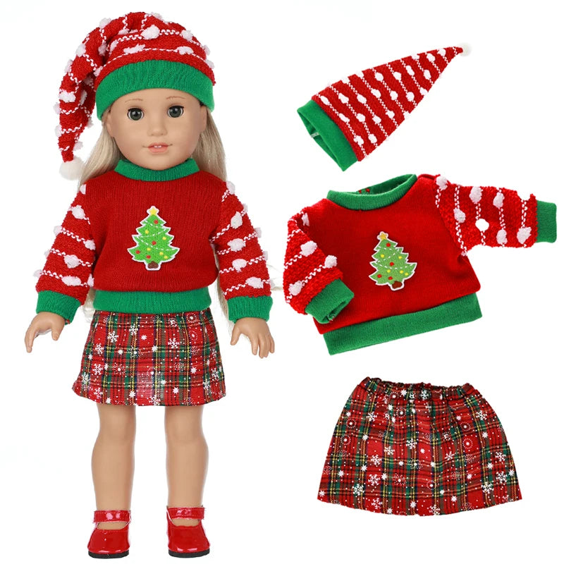 18 inch Girls Doll Winter Coat Dress Suit for 43cm Baby Doll Outfit Skirt