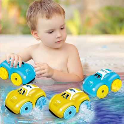 Children Bath Water Playing Toys ABS Clockwork Car Cartoon Vehicle Baby Bath Toy Kids Gift Amphibious Cars Bathroom Floating Toy