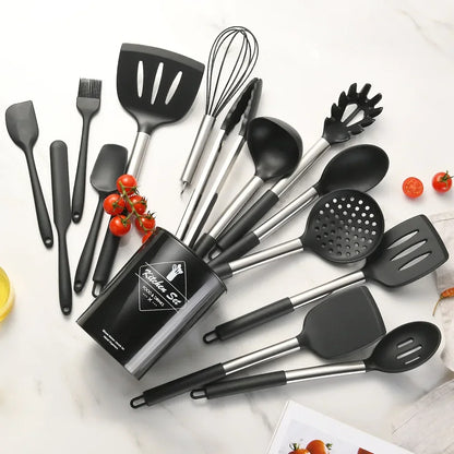 12PCS Food Grade Silicone Kitchen Cookware Utensils Turner Spatula