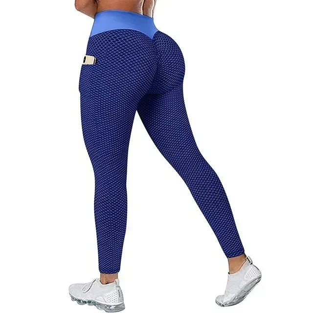 Women's Casual Fitness Trousers High Waist Pocket Leggings Scrunch Butt Workout Tights Push Up Yoga Gym Leggings S-3XL