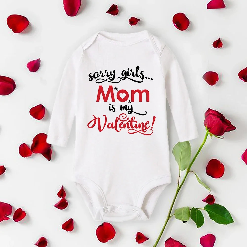 Mommy Daddy Is My Valentine Baby Romper New Born Bodysuit Boys Girls Long Sleeve Clothes Infant Badysuit Baby Valentine Gifts