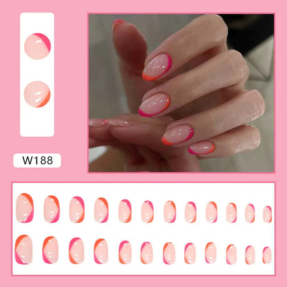 24pcs/Box Ballerina Nail Tip Purple with Design Manicure Patches Fresh Floral Almond False Nails Press on Med Nails Detachable
