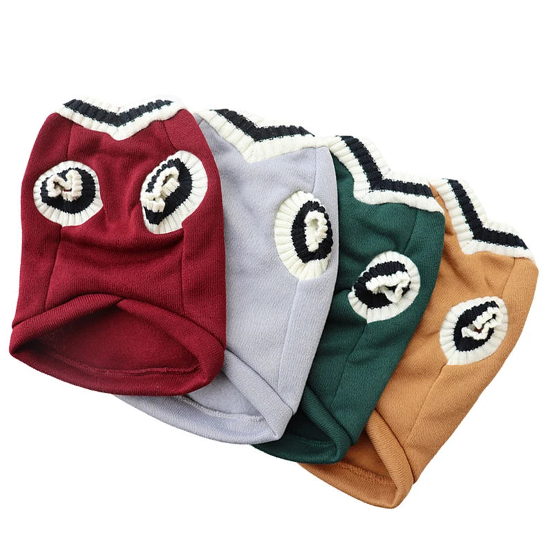 For Small Dogs Puppy Vest Clothes Kitty Jacket Outfits Winter Warm Pet Dog Sweater College Style V-neck Puppy Knitwear