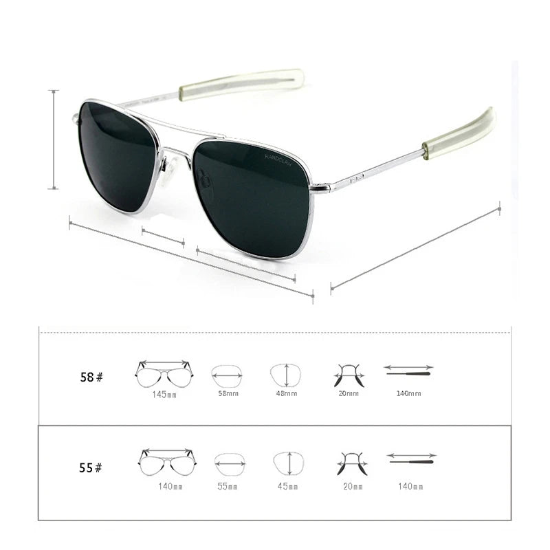 RANDOLPH RE Sunglasses Men American Army Military Aviation Pilot Sun Glasses AGX Tempered Glass Lens Woman Luxury Brand Vintage