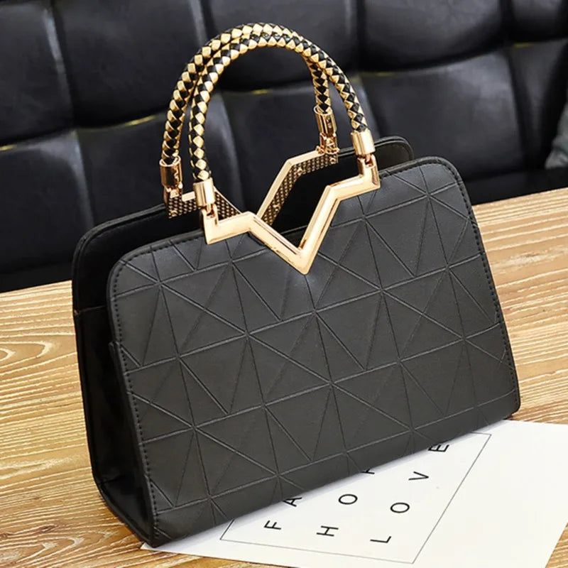 Women Handbag Patchwork Shoulder Messenger Office Work PU Leather Female Bag Ladies Luxury Handbag Fashion Elegant Shoulder Bag