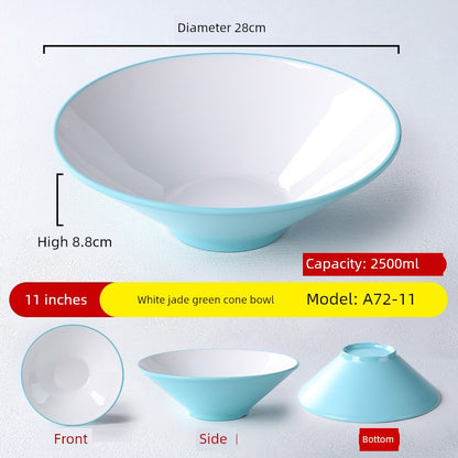Melamine Rain-Hat Shaped Bowl Commercial Ramen Bowl River Snail Rice Noodle Bowl Noodle Restaurant Dedicated Noodles with Soy Sauce Wonton Pig's Knuckle Rice Spicy Hot Large Bowl