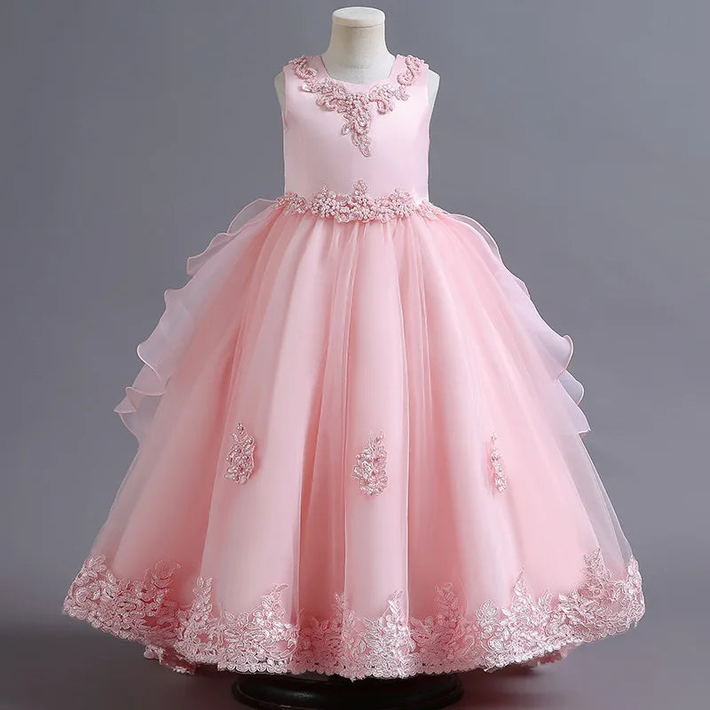 New Elegant Girl Party Dress Gorgeous Prom Dress Large Graduation Party Collective Dress 4-12 Year Old Halloween Princess Dress