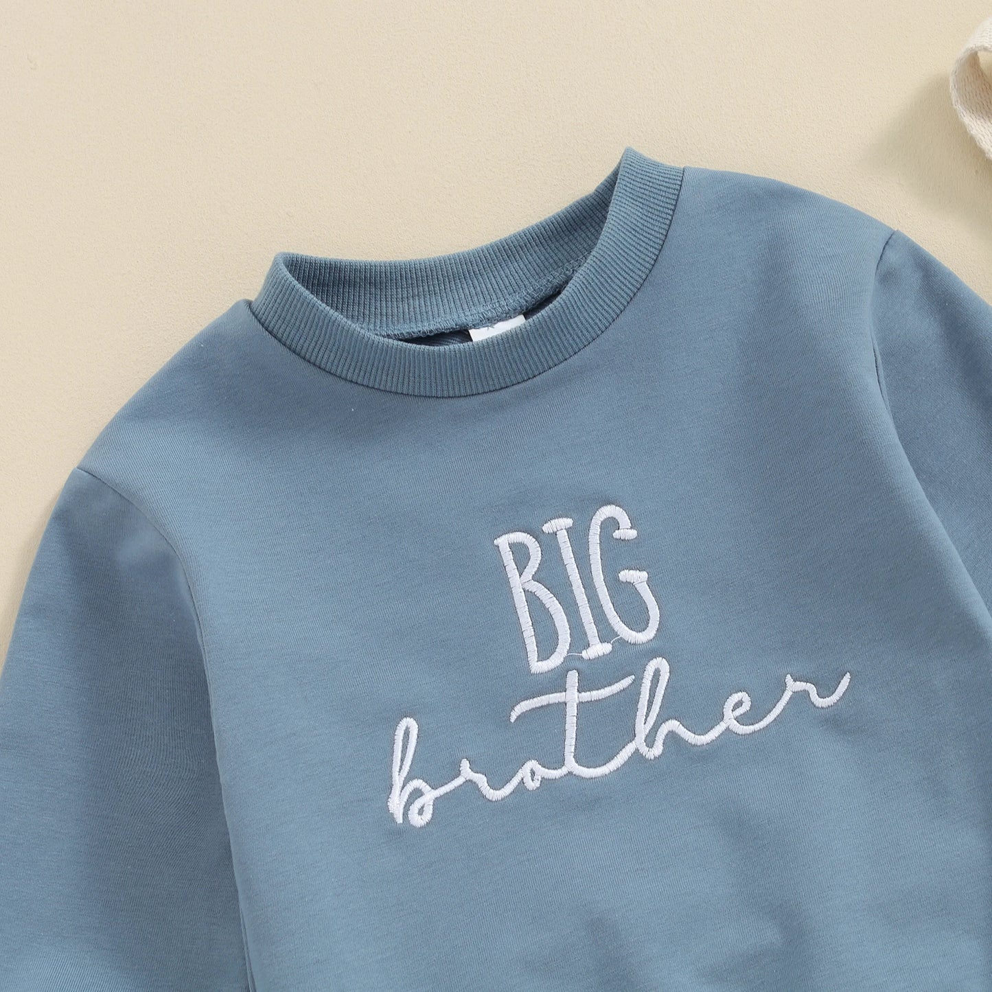 Baby Brother Matching 2Pcs Set Long Sleeve Crew Neck Embroidery Letters Sweatshirt Elastic Waist Sweatpants Infant Clothes