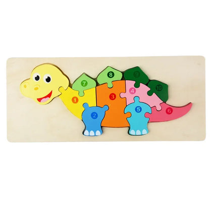 Montessori Wooden Toddler Puzzles for Kids Montessori Toys for Toddlers 2 3 4 5 Years Old Top 3D Puzzle Educational Dinosaur Toy