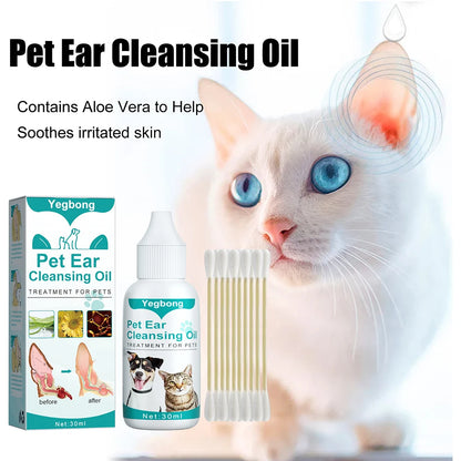 30ml Dog Ear Cleaning Remove Mites Cat Ear Deodorant Oil Soothe Discomfort Cat Ear Wash Set Anti-ticks for Pet Cleaning Supplies