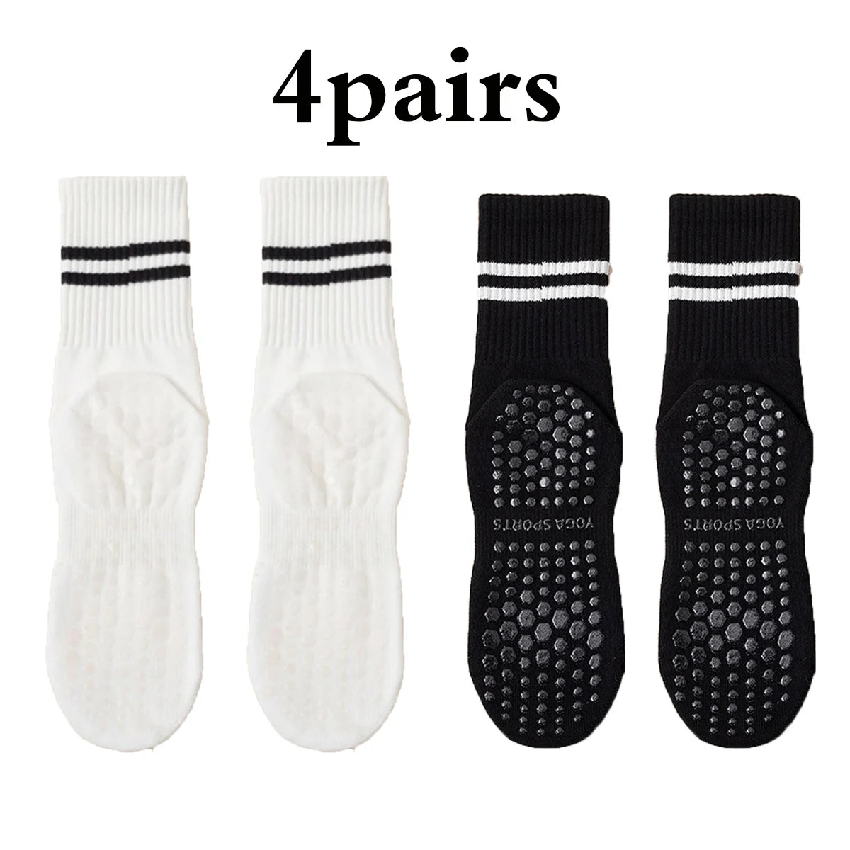 Pilates Socks with Grips for Women Yoga Socks Barre Socks Non Slip Socks of 4pairs