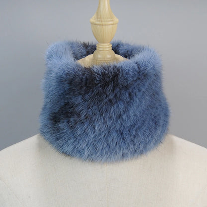 2025 New Women Winter Real Mink Fur Scarves headbands Good Elastic Knitted Natural Mink Fur Scarf Thick Warm Lady Fur Ring Shawl