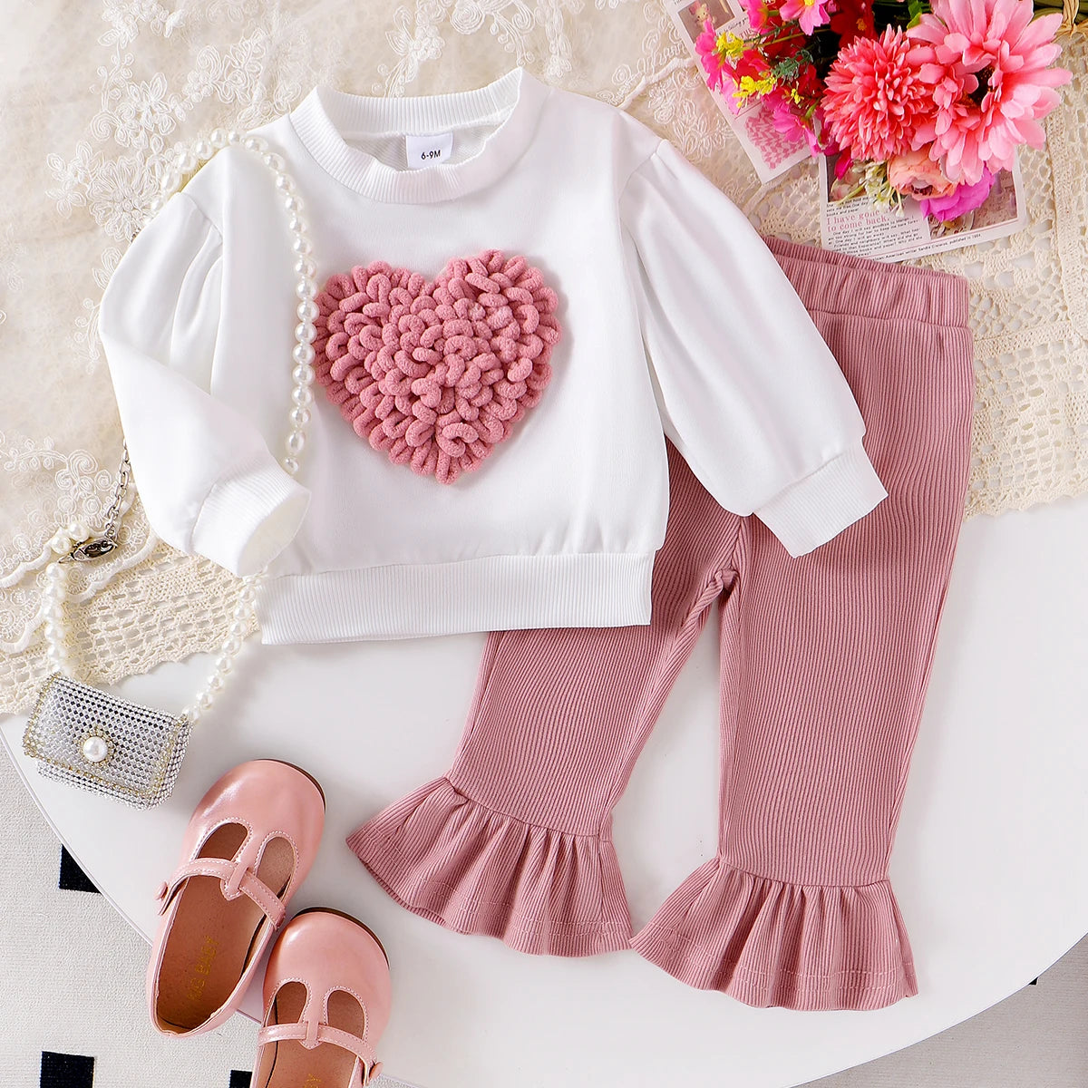 Autumn 0-3 Years Old Girl Baby Comfortable Casual Simple Caring Long-Sleeved Hoodie + Solid Color Pant Set