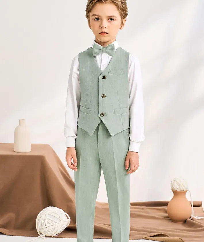 Children Light Green Piano Party Dress Kids Formal Ceremony