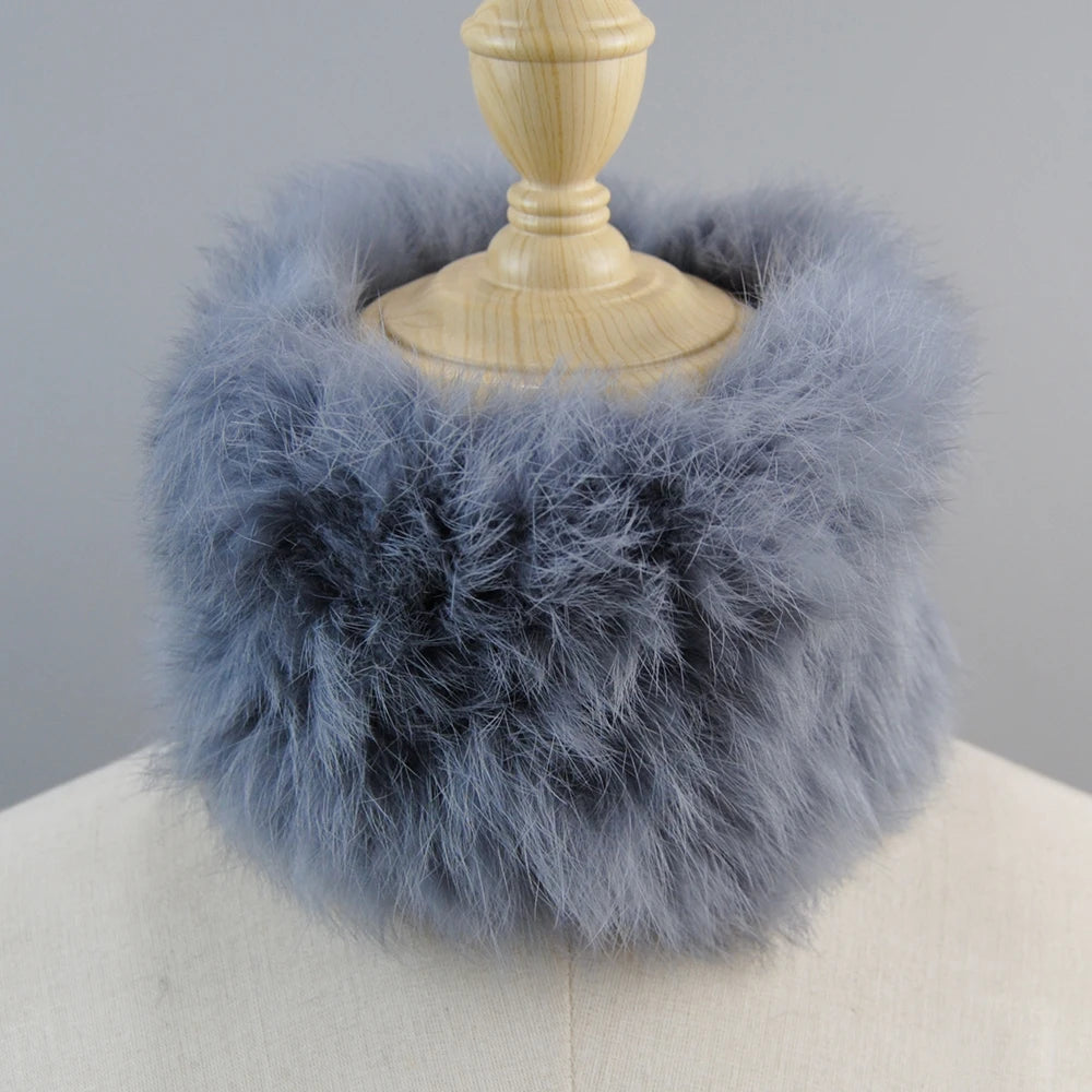 Good Elastic Rex Rabbit Fur Ring Scarves Winter Warm Women Genuine Rex Rabbit Fur Scarf Knitted Real Natural Fur Wraps Headbands