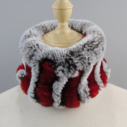 Good Elastic Rex Rabbit Fur Ring Scarves Winter Warm Women Genuine Rex Rabbit Fur Scarf Knitted Real Natural Fur Wraps Headbands