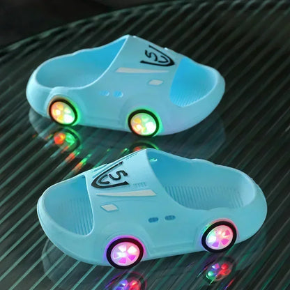 Childrens's Luminous Slippers Car Shape Boys Girls Fashion Cute Shoes Bathroom Children Toddler Slippers