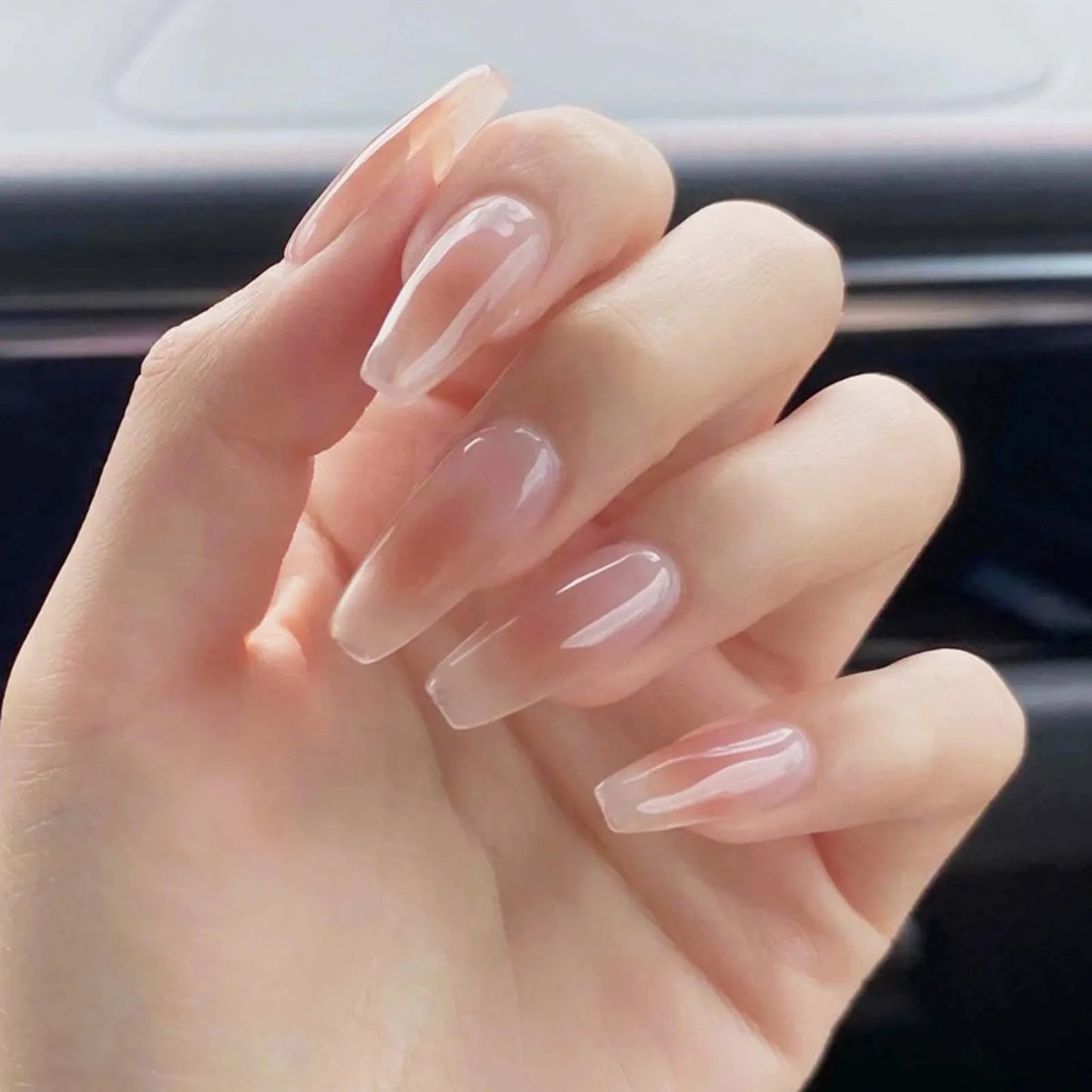 Ins Sweet Gradient Pink False Nail Patch Almond Glossy Korean Style Fake Nail Wearable 24pcs Artificiall Nails Free Shipping