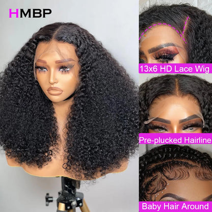 Glueless Wig Human Hair Ready To Wear Kinky Curly 13x6 HD Lace Frontal Wig Pre Plucked With Baby Hair Brazilian Glueless Wigs