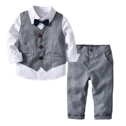 Boys Suits Clothes For Wedding Formal Party clothes Striped Baby Vest Shirt Pants Kids Boy Outerwear Clothing Set