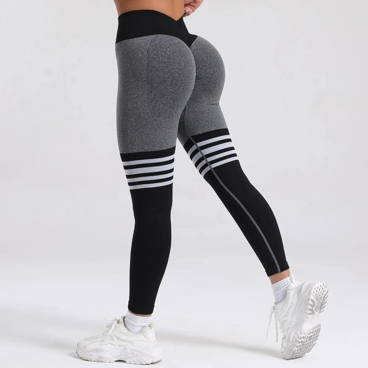 Women V Back Line Leggings Gym Fitness Athletic Workout Elastic Leggins Butt Lifting Yoga Pants Sports Training Tights S-XL