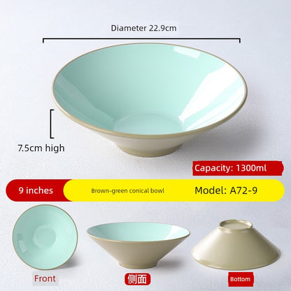 Melamine Rain-Hat Shaped Bowl Commercial Ramen Bowl River Snail Rice Noodle Bowl Noodle Restaurant Dedicated Noodles with Soy Sauce Wonton Pig's Knuckle Rice Spicy Hot Large Bowl
