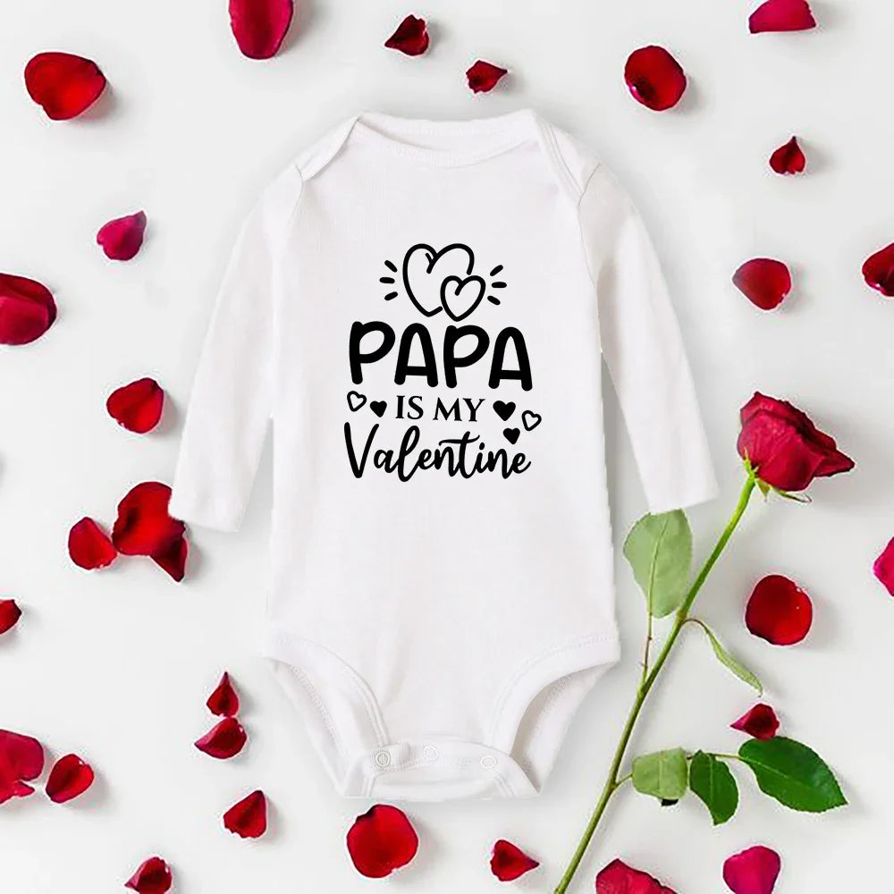 Mommy Daddy Is My Valentine Baby Romper New Born Bodysuit Boys Girls Long Sleeve Clothes Infant Badysuit Baby Valentine Gifts