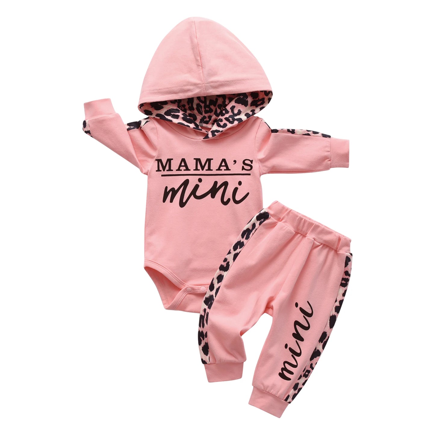 2PCS Newborn Baby Girl Spring Autumn Clothes Set Toddler Girls Letters Printed Long Sleeve Hooded Top and Pants Fashion Outfit