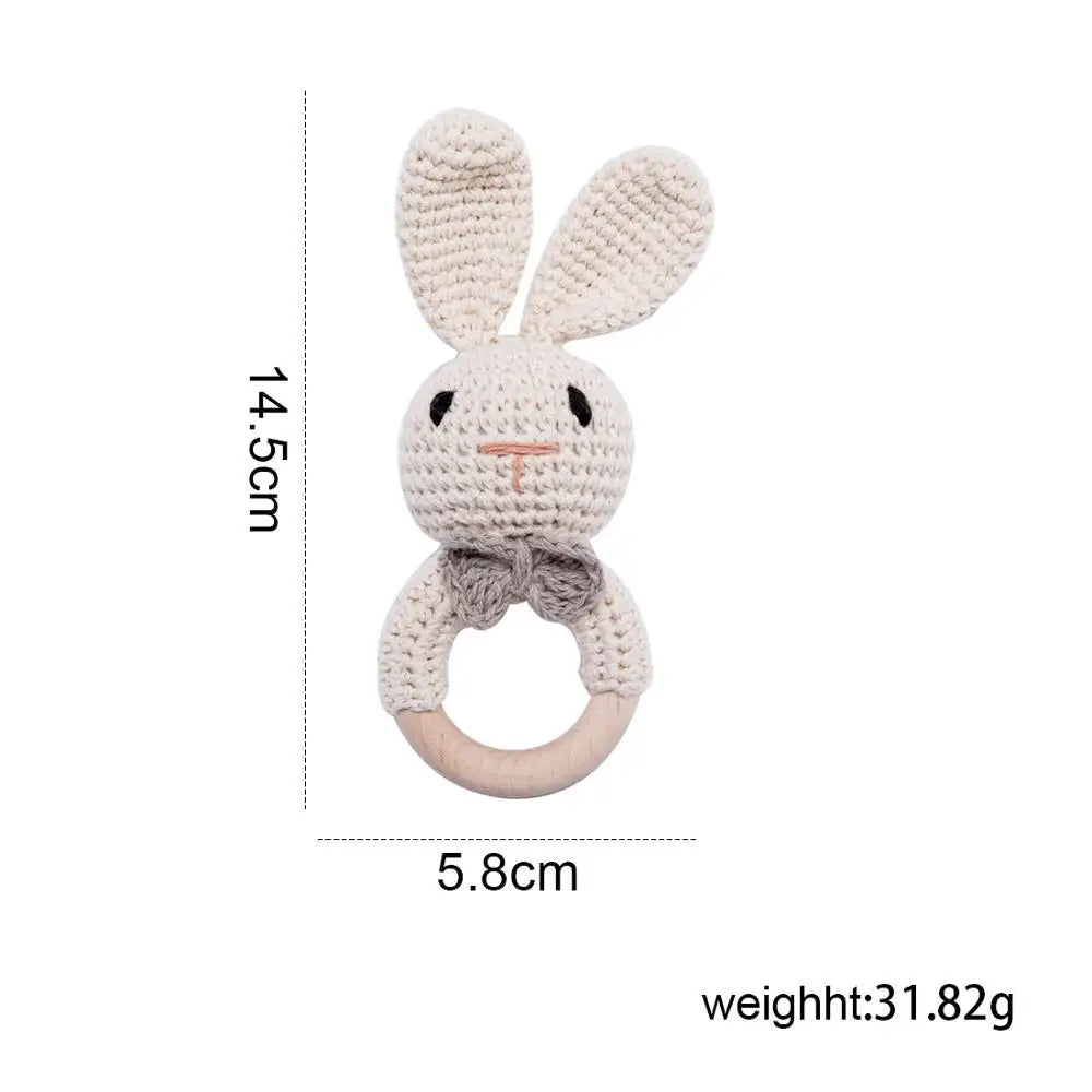 Baby Rattle Bear Crochet Animal Cartoon Music Rattle Toys for Baby Kawaii Teether Rattle Baby Toy 0 12 Months Montessori Toys