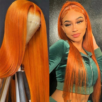30 Inch Ginger Orange Body Wave Lace Frontal Wig HD 13x4 Lace Front Wig Bleached Lace Wigs Brazilians Human Hair For Black Women
