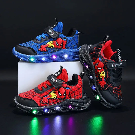 2024 New Spider-man Children's Shoes Boys Sneaker With Lights Spring Led Kids Boys Sports Children Shoes Casual