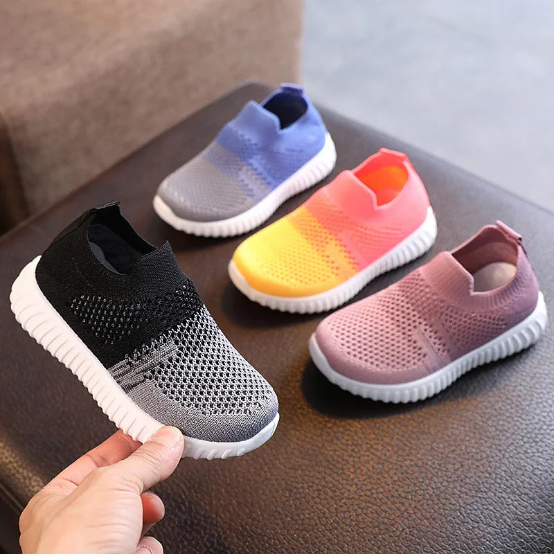 Spring and Autumn Color blocked Children's Shoes Breathable Student Shoes Trendy Casual Shoes for Boys and Girls Flyknit Shoes