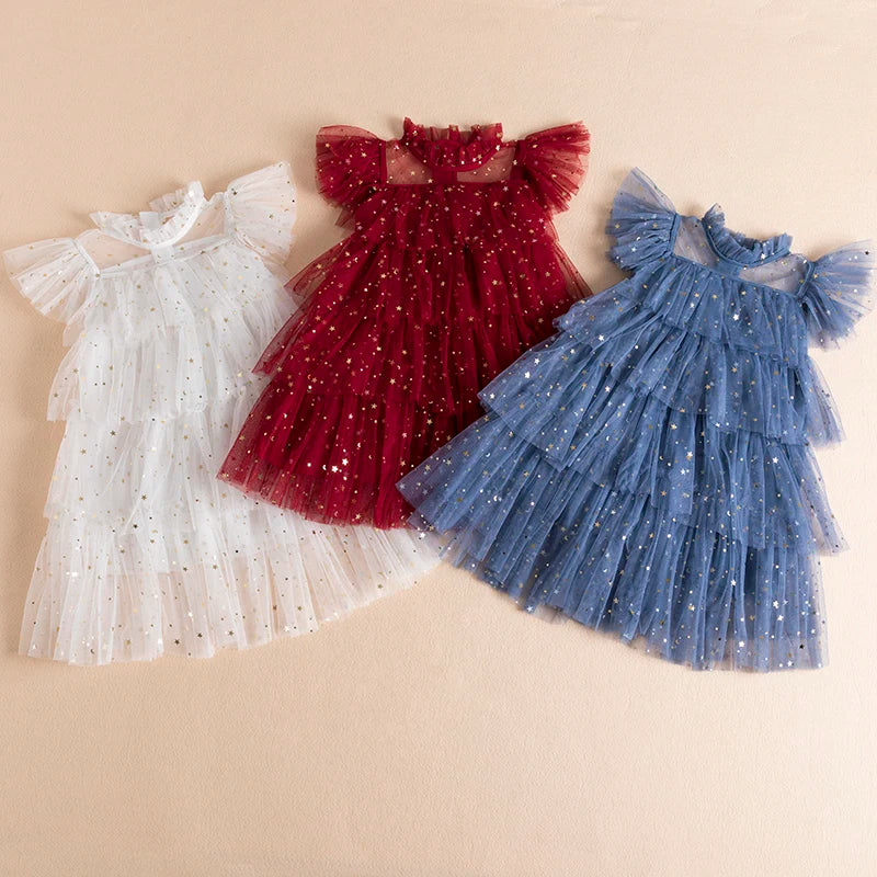 Summer Dresses For Girls Kids Elegant Princess Costume Sequined Party Dress Up Children Clothing 4 -10 Years