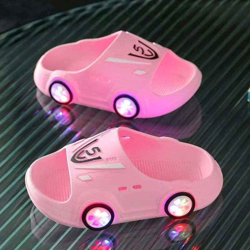 Childrens's Luminous Slippers Car Shape Boys Girls Fashion Cute Shoes Bathroom Children Toddler Slippers