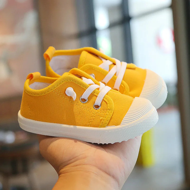 Boys Canvas Shoes Sneakers Girls Tennis Shoes Lace-up Children Footwear Toddler Yellow Chaussure Zapato Casual Kids Canvas Shoes