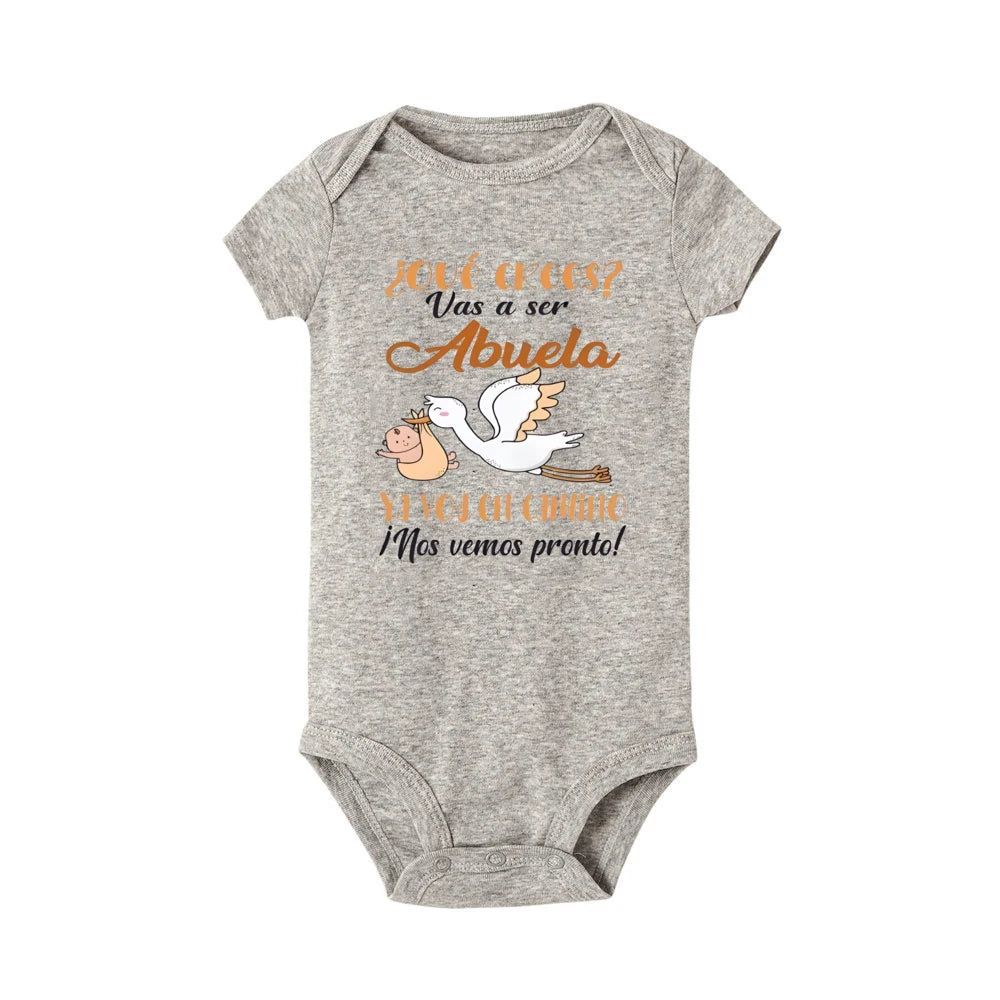 You Will Become A Grandma Grandpa Print Newborn Romper Pregnancy Announcement Clothes Baby Reveal Bodysuit for Grandparent Gifts